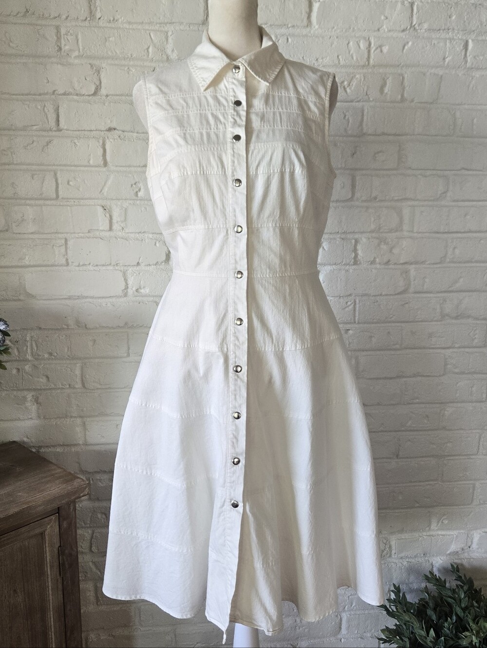 Vtg Calvin Klein Shirt Dress, Cotton, 6, Minimalist, Classic